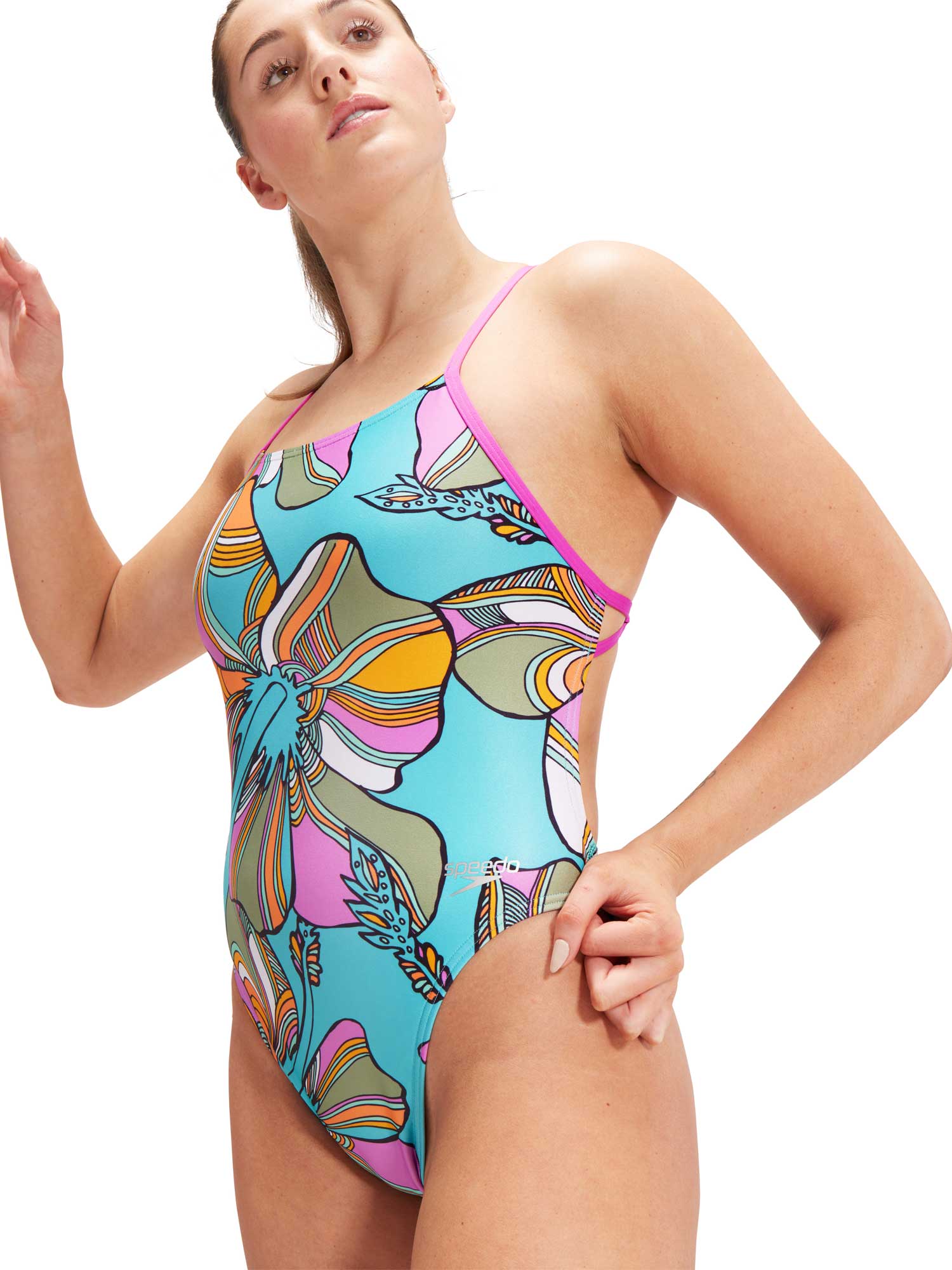 SPEEDO Цял бански ALLOVER DIGITAL TIE-BACK