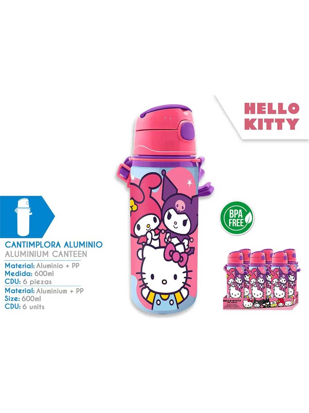 KIDS MOVIE HEROES Алуминиева бутилка Hello Kitty 600ml