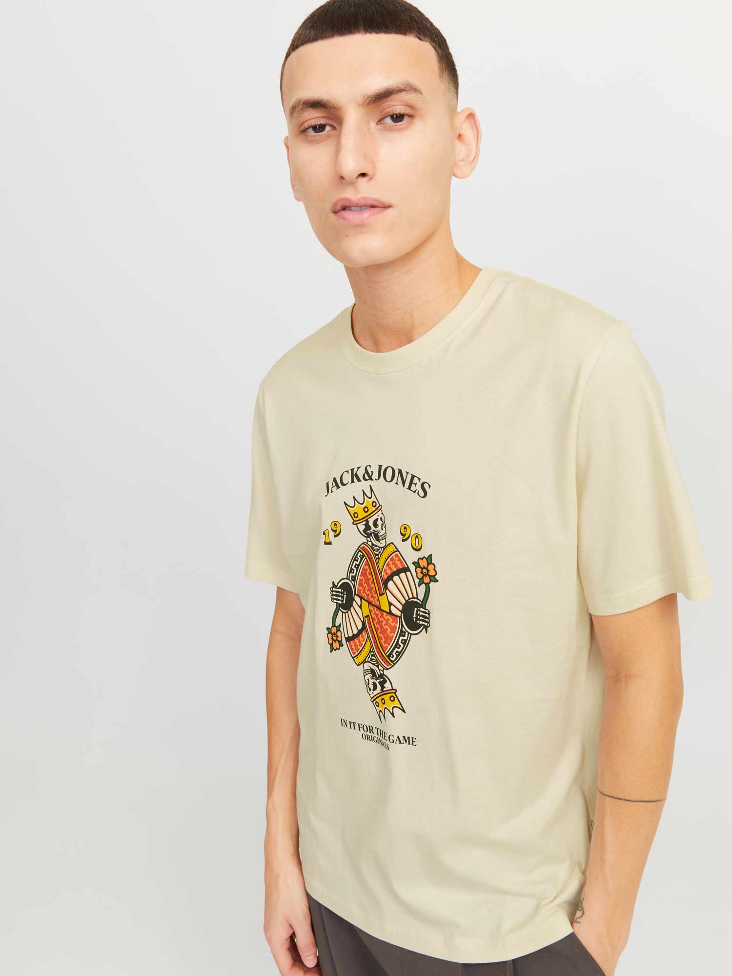 JACK & JONES Тениска JORANATOMY SKULL TEE SS CREW NECK SN