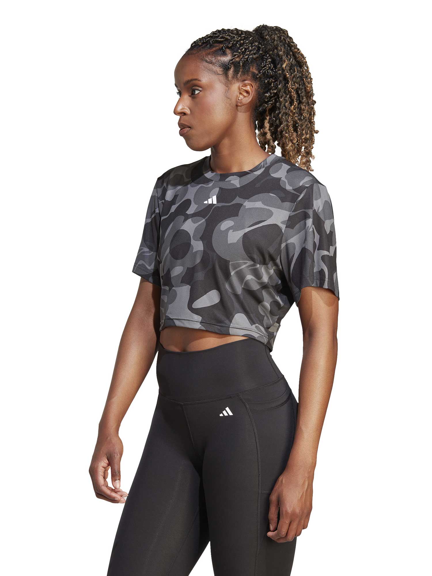 ADIDAS PERFORMANCE Тениска Train Essentials AOP Floral Print Crop