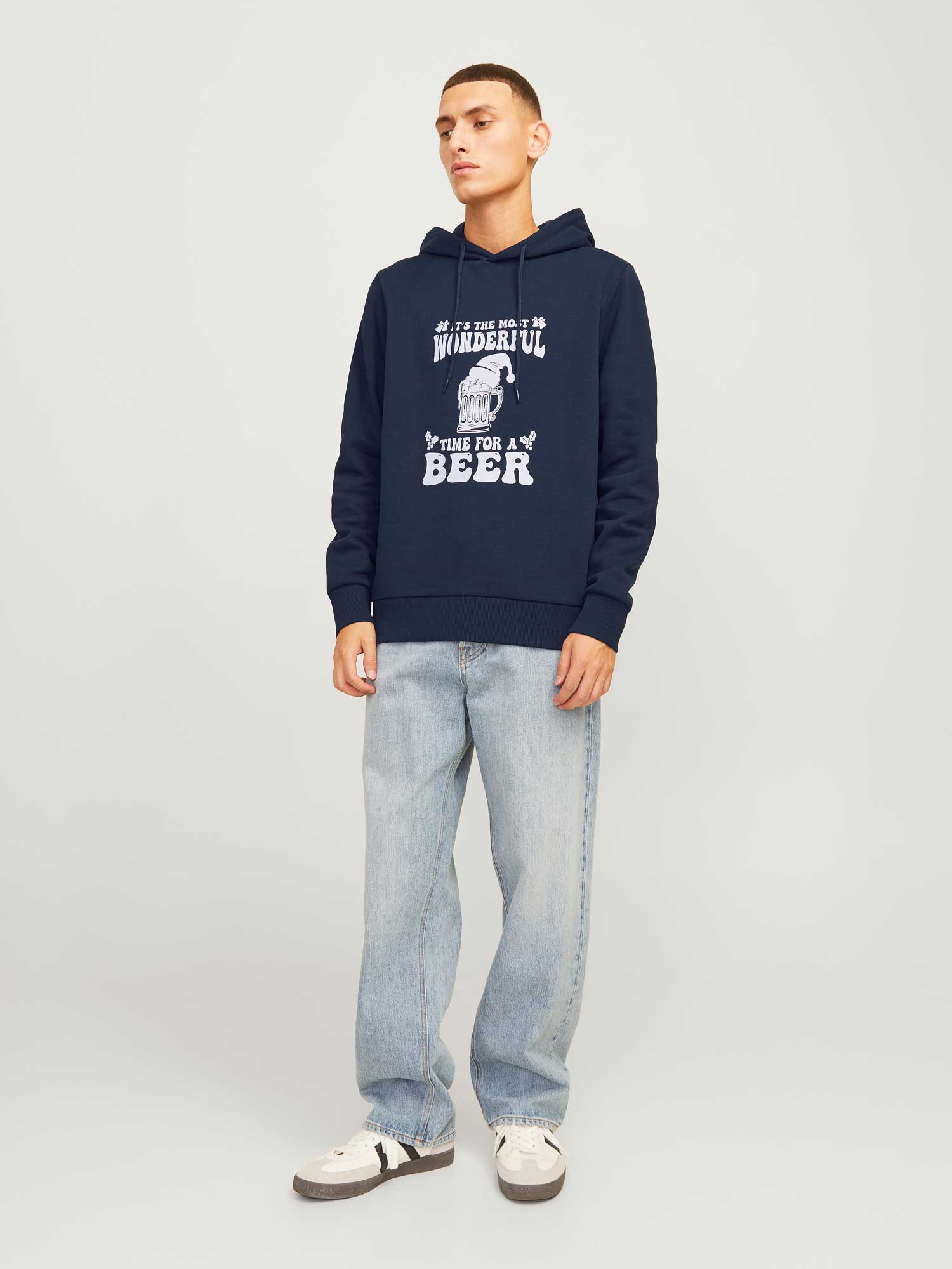 JACK & JONES Суитшърт JJXMAS ONE COLOR FUNNY SWEAT HOOD