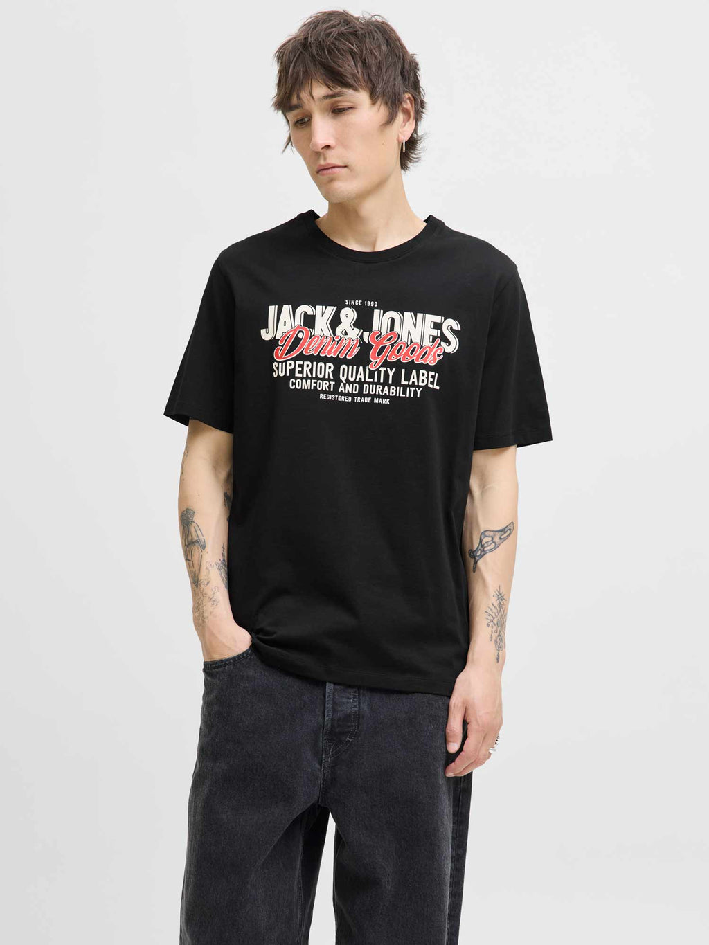JACK & JONES Тениска JJELOGO TEE SS O-NECK 2 COL AW25 SN