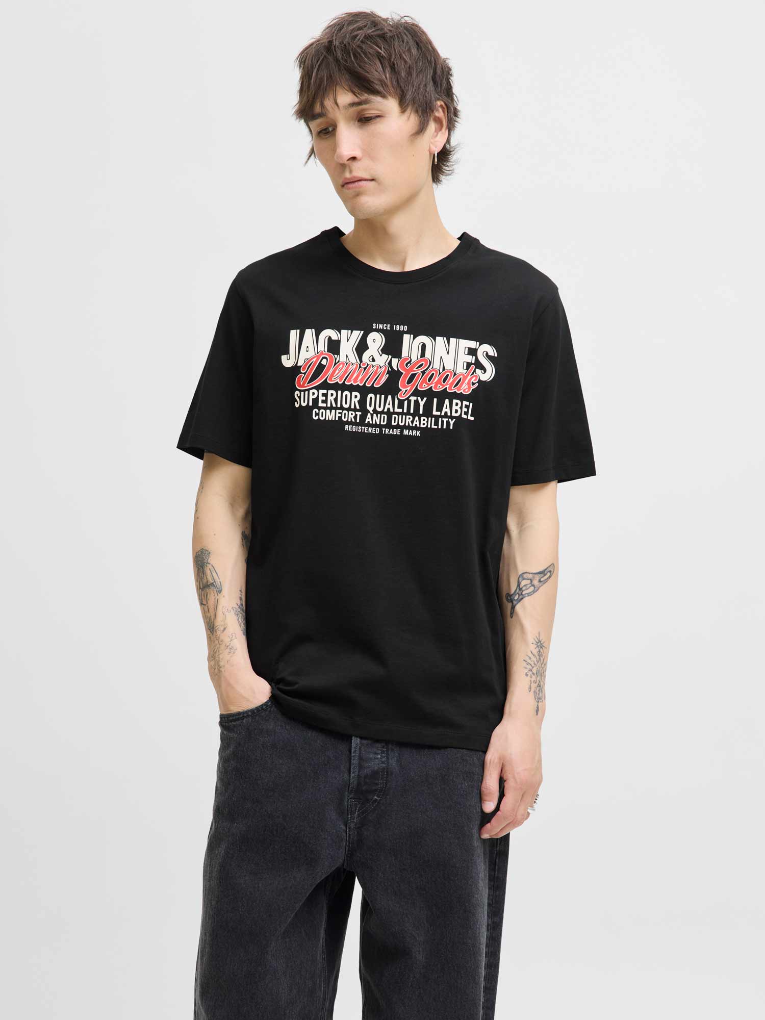 JACK & JONES Тениска JJELOGO TEE SS O-NECK 2 COL AW25 SN