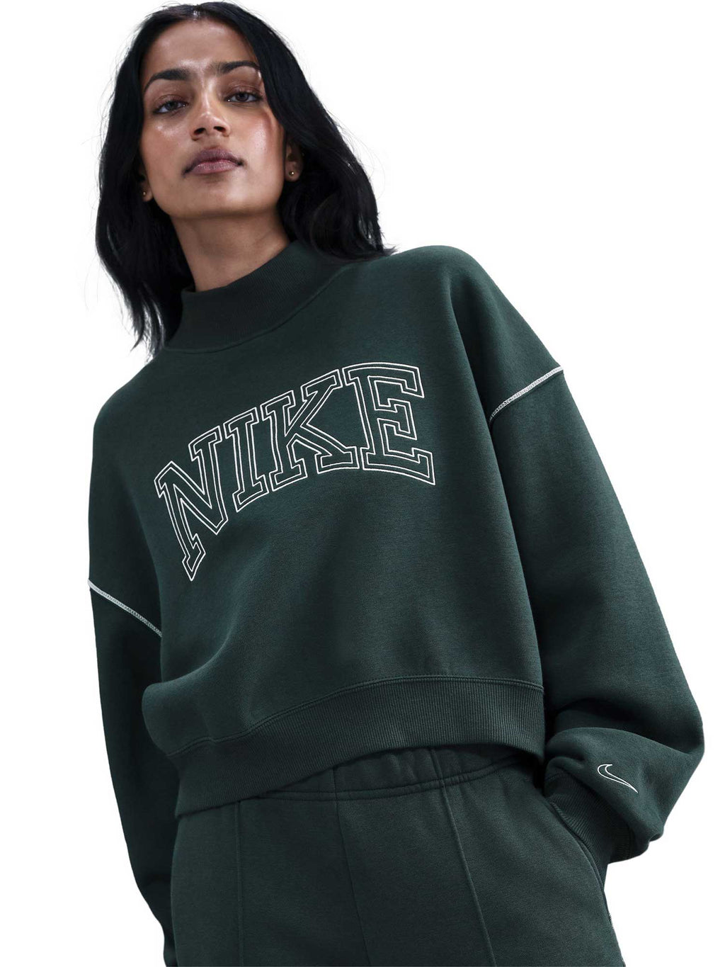NIKE Блуза W NSW PHNX FLC LOGO MOCK NECK
