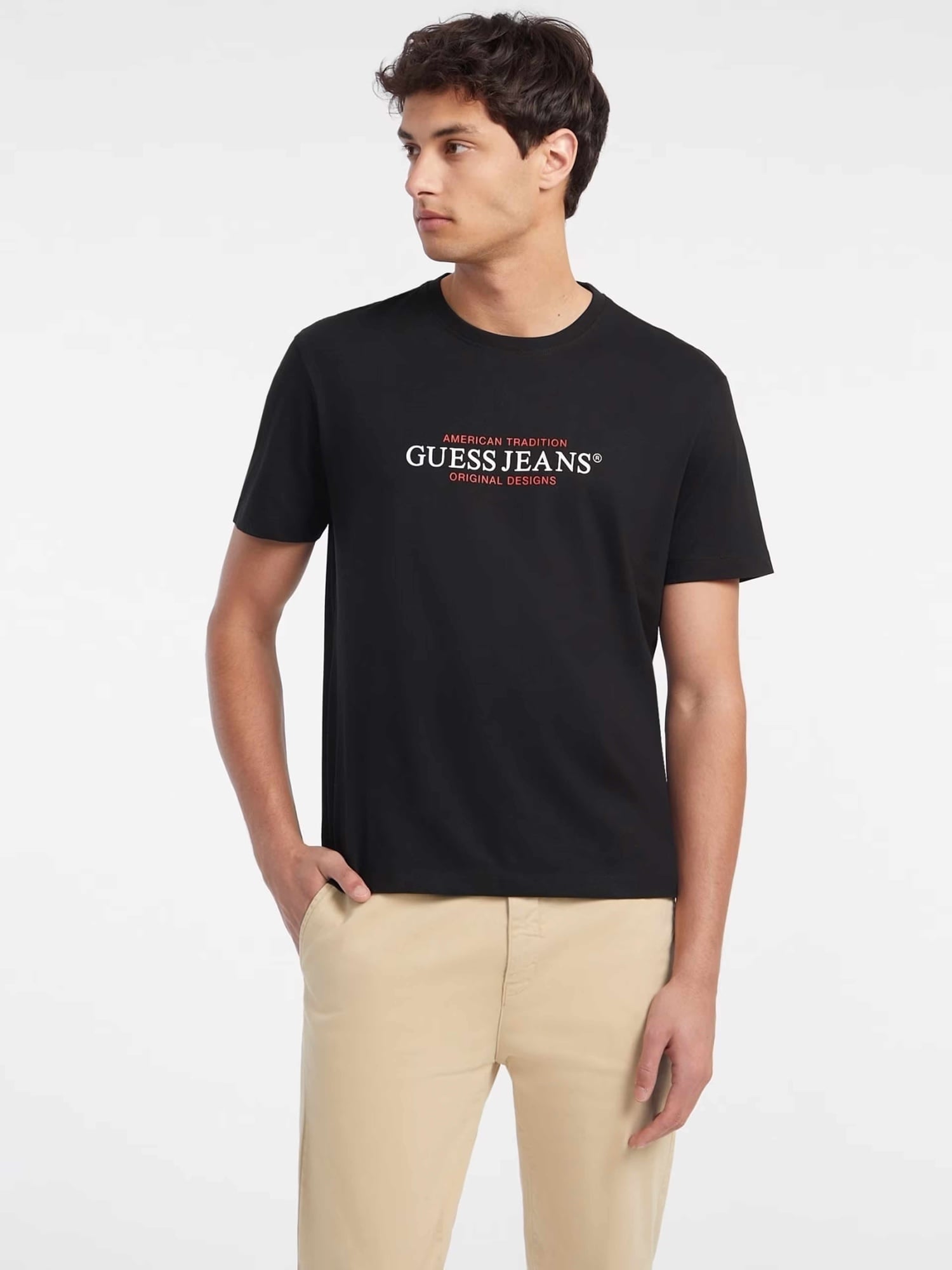 GUESS JEANS Тениска GJ SS CN REG AMERICAN TRAD TEE