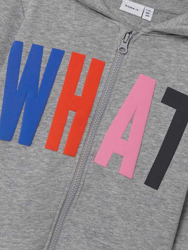 NAME IT Суитшърт NKFLAYLA LS SHORT SWEAT CARD WH BRU