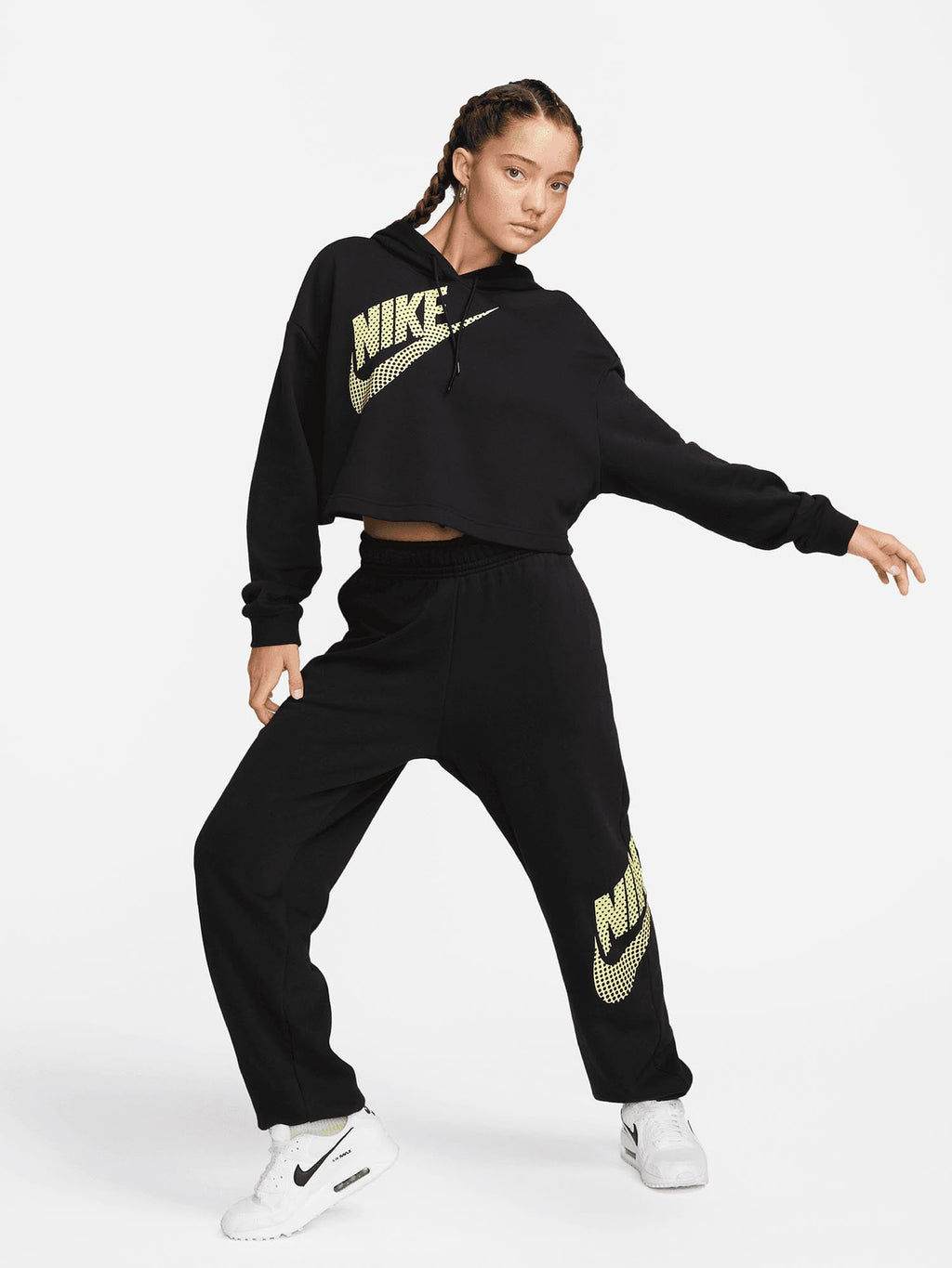 NIKE Суитшърт W FLC PO CROP DNC