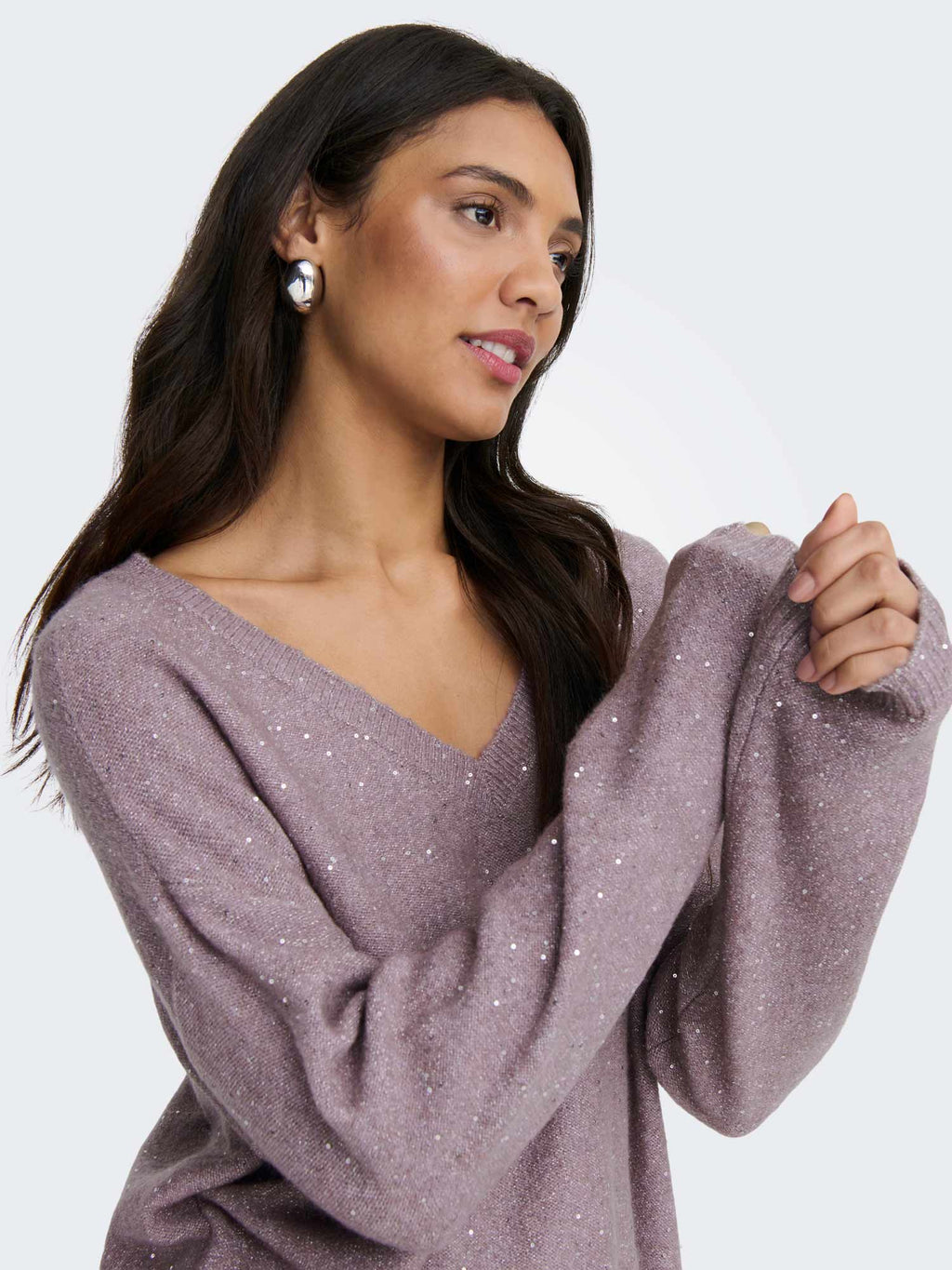 ONLY Пуловер ONLARIZONA LS SEQUINS V-NECK PUL KNT