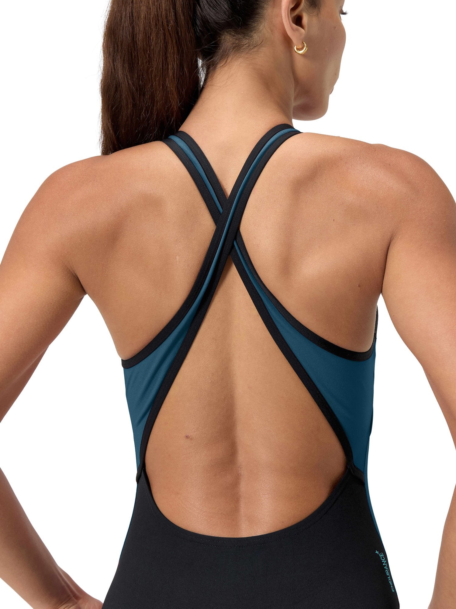SPEEDO Цял бански WOMENS HIGH NECK SPLICE CROSS BACK