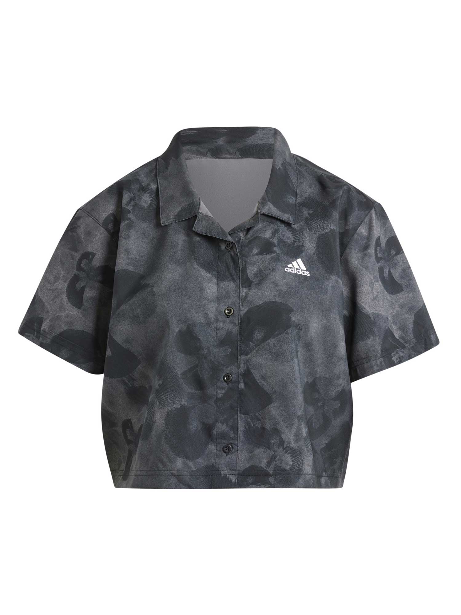 ADIDAS SPORTSWEAR Риза Floral Graphic Crop Woven Polo Shirt
