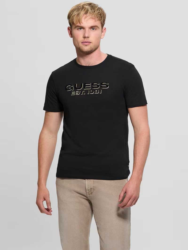 GUESS JEANS Тениска GJ SS CN SLIM SCRIPT TEE