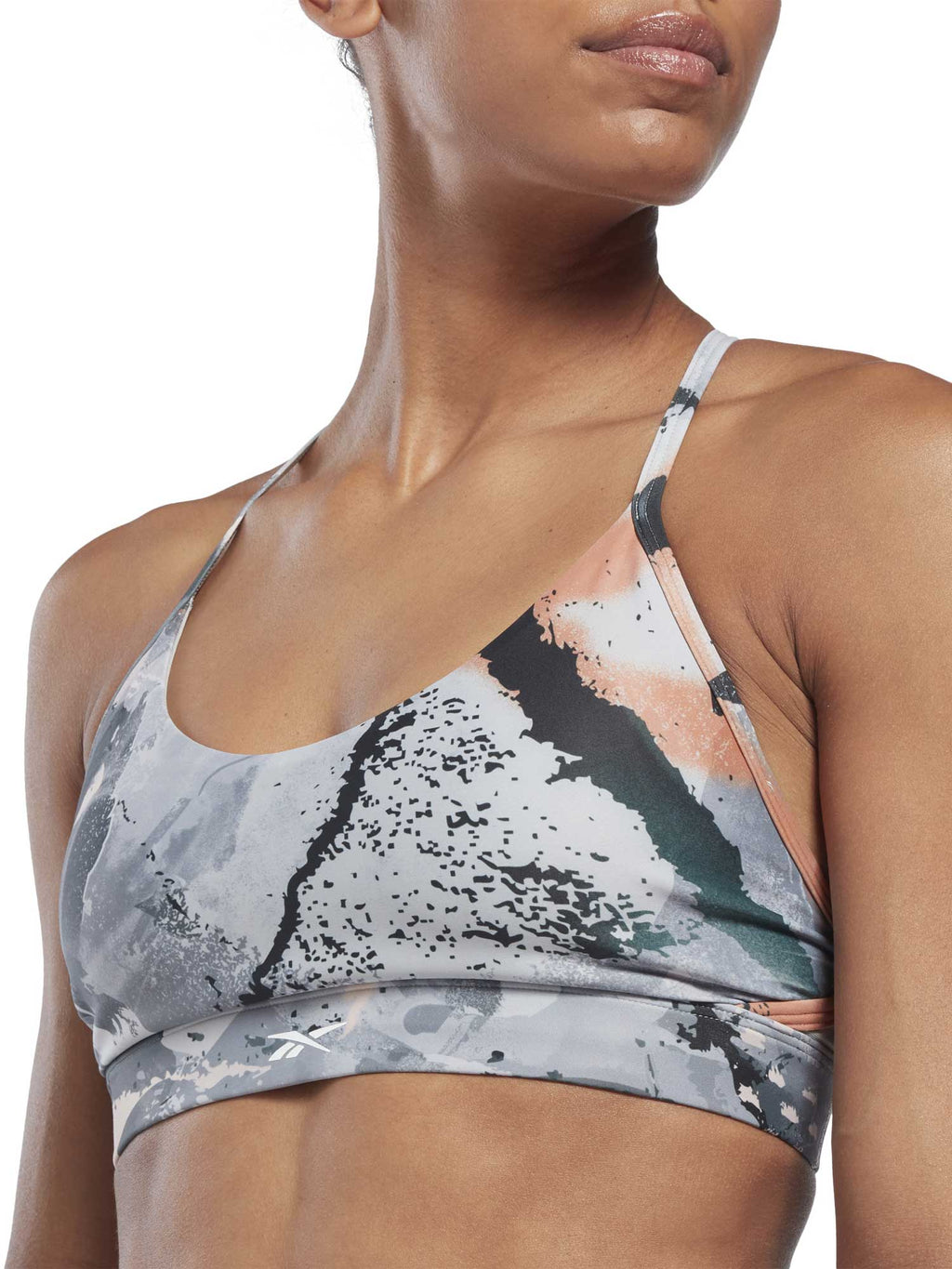 REEBOK Спортен сутиен Lux Strappy Allover Print Bold Bra