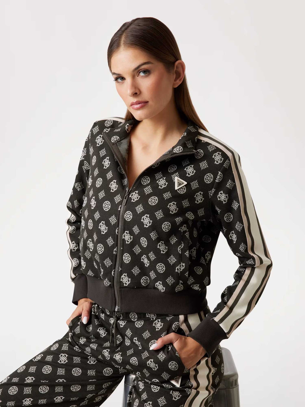 GUESS Спортно горнище PEONY TAPED FULLZIP