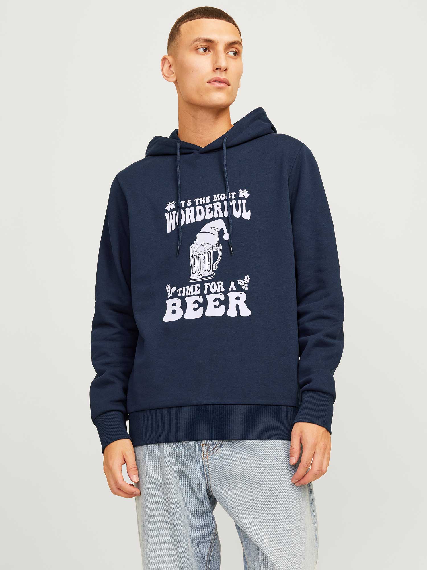 JACK & JONES Суитшърт JJXMAS ONE COLOR FUNNY SWEAT HOOD