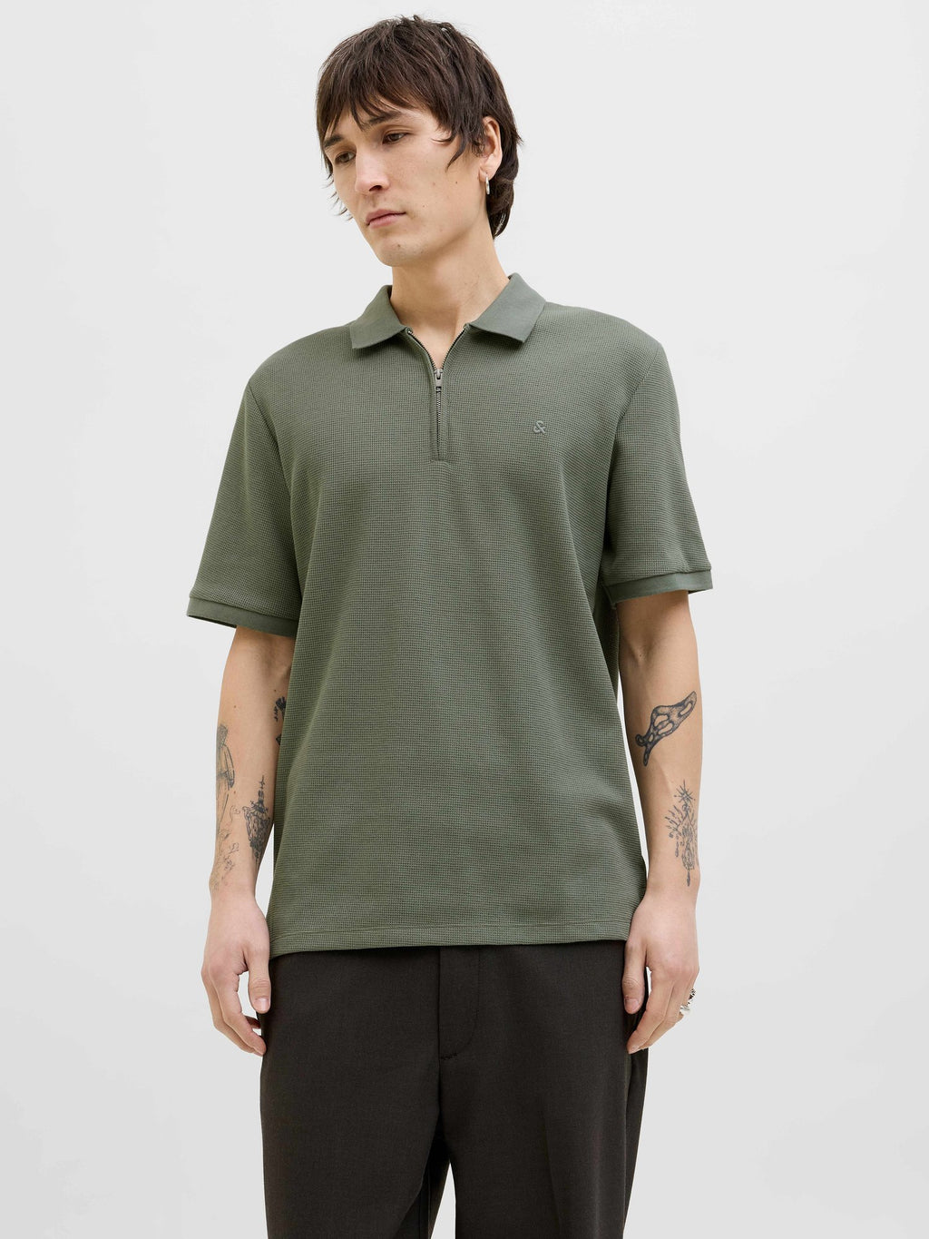 JACK & JONES Тениска JJEAUSTIN ZIP POLO SS NOOS