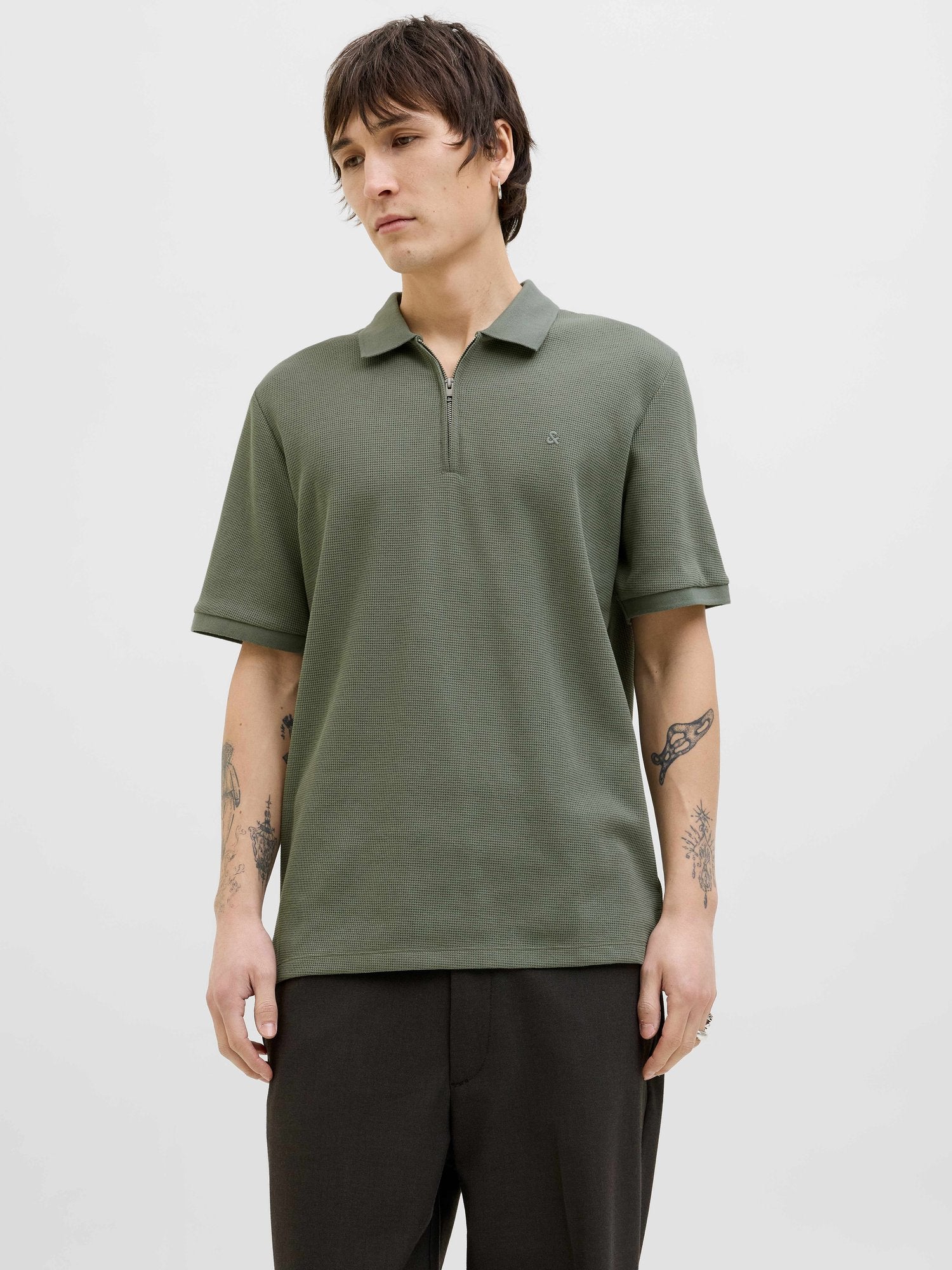 JACK & JONES Тениска JJEAUSTIN ZIP POLO SS NOOS