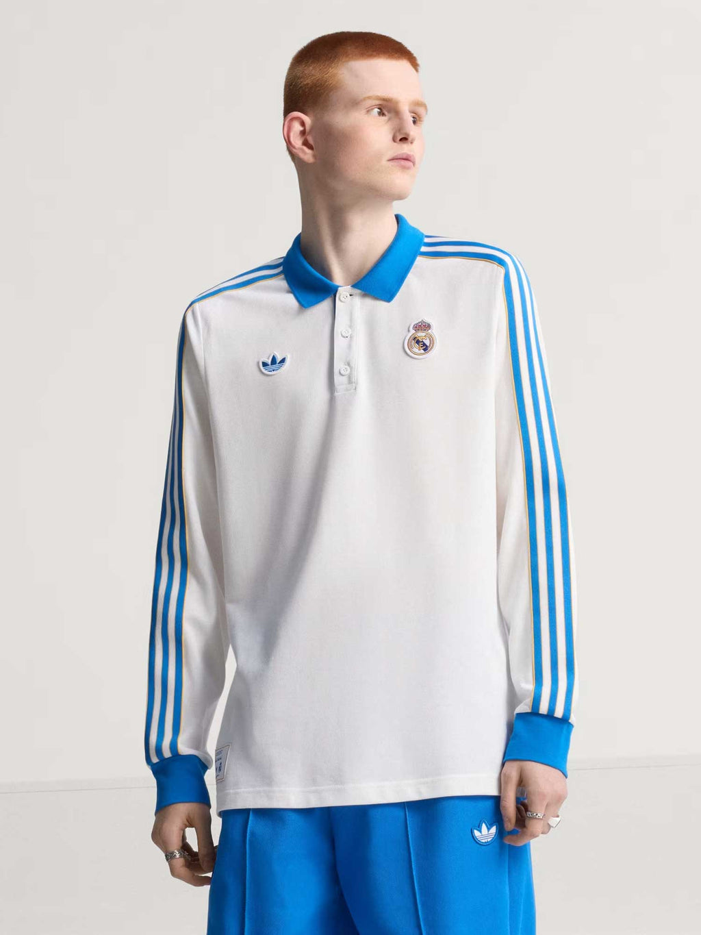 ADIDAS ORIGINALS Тениска Real Madrid Terrace Icons Long Sleeve Polo