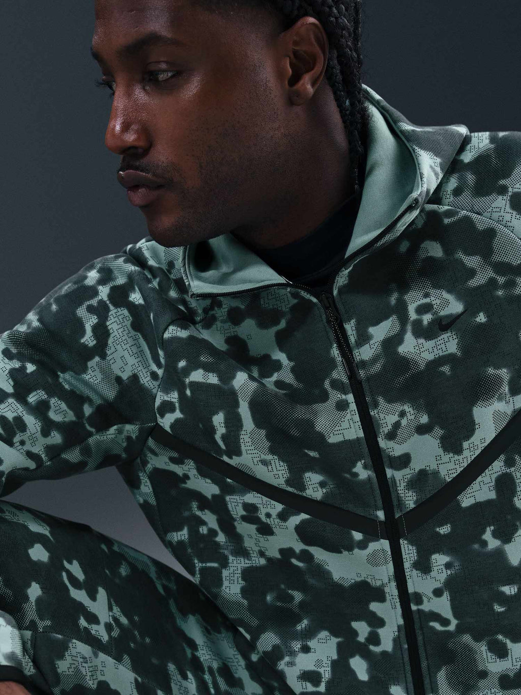 NIKE Суитшърт M NK TECH FLC WR FZ JKT CAMO