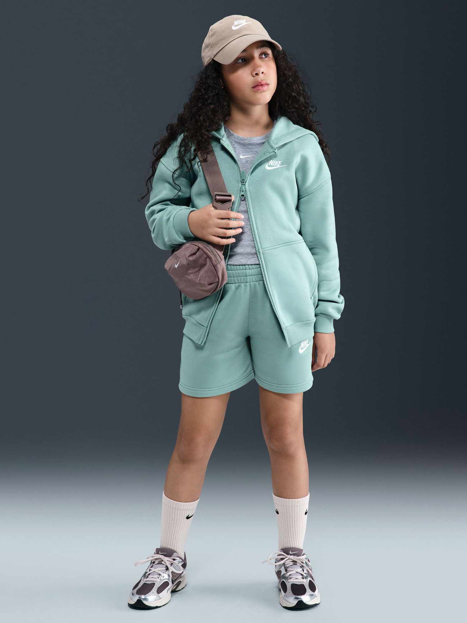 NIKE Суитшърт G NSW CLUB FLC OVRSZD FZ LBR