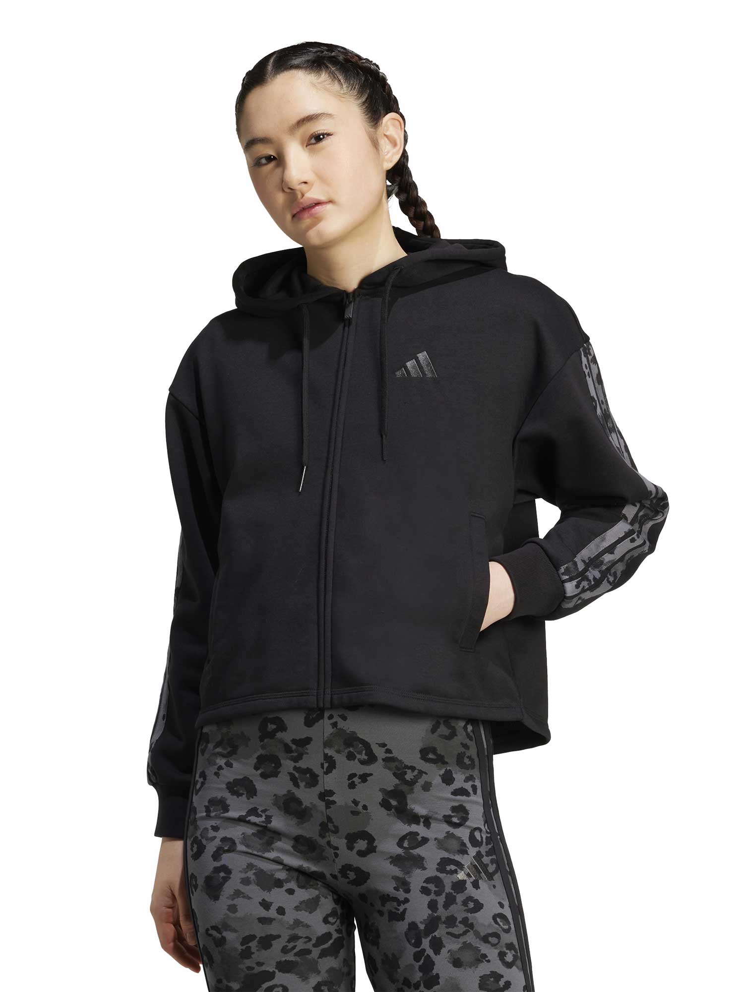 ADIDAS SPORTSWEAR Суитшърт Animal Print 3-Stripes French Terry