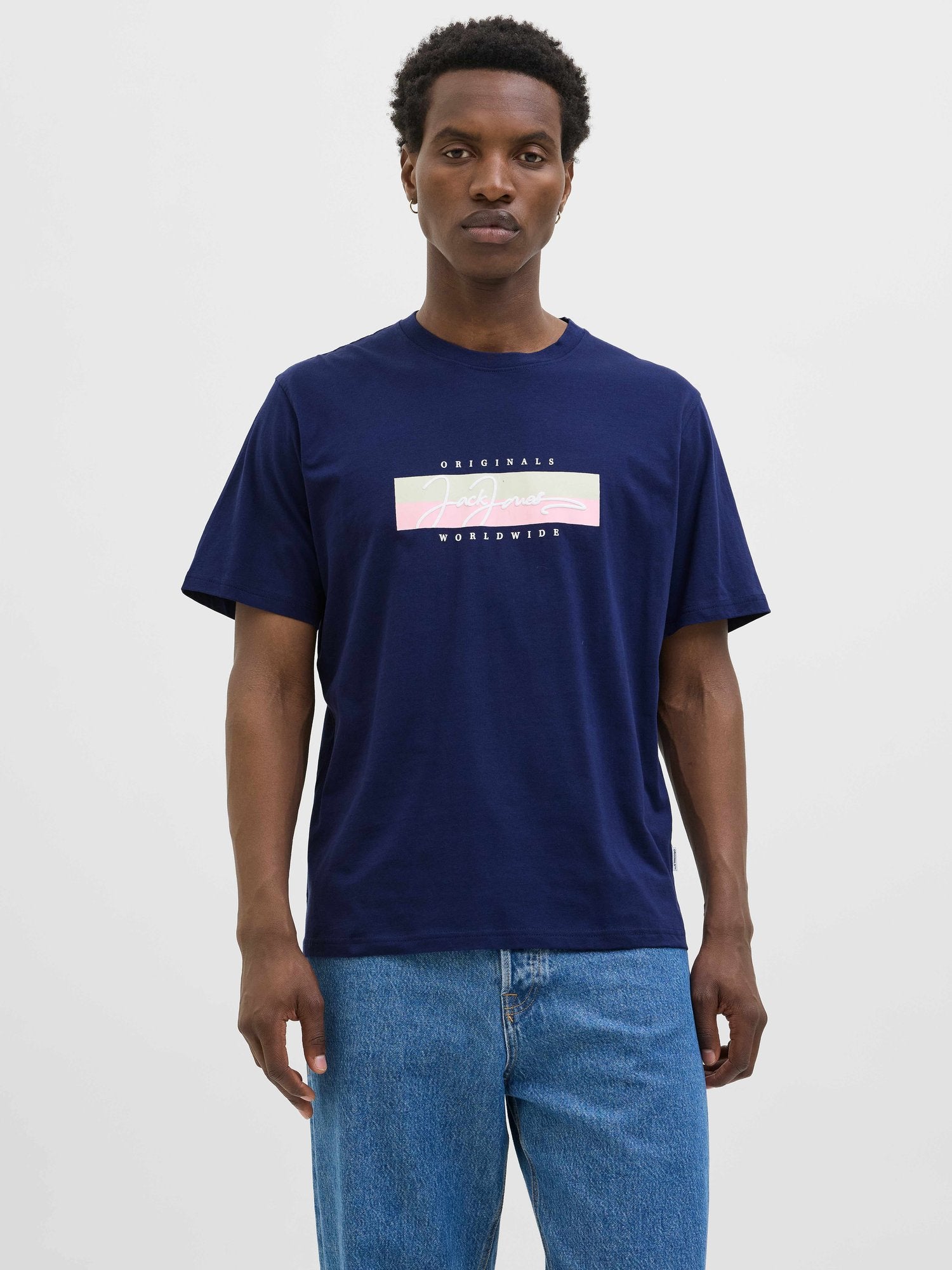 JACK & JONES Тениска JORFREDERIKSBERG BOX SCRIPT TEE SS CN LN
