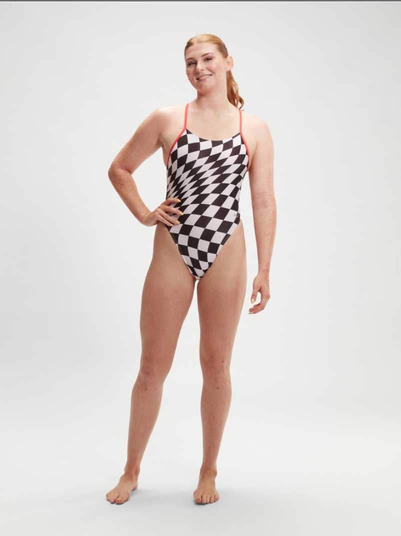 SPEEDO Цял бански WOMENS ALLOVER DIGITAL TIE BACK