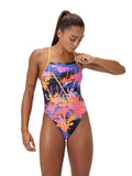 SPEEDO Цял бански WOMENS ALLOVER DIGITAL LATTICE TIE-BACK