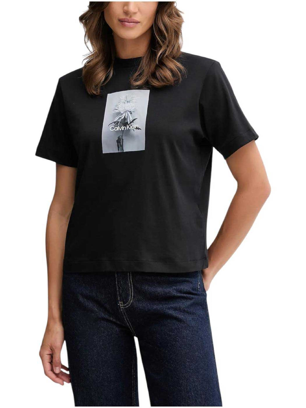 Calvin Klein Jeans Тениска BOXED FLOWER BOXY TEE