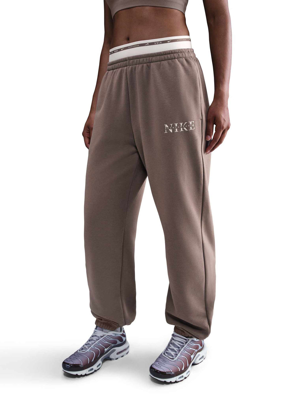 NIKE Спортно долнище W NSW PHNX FLC HR PANT GLS
