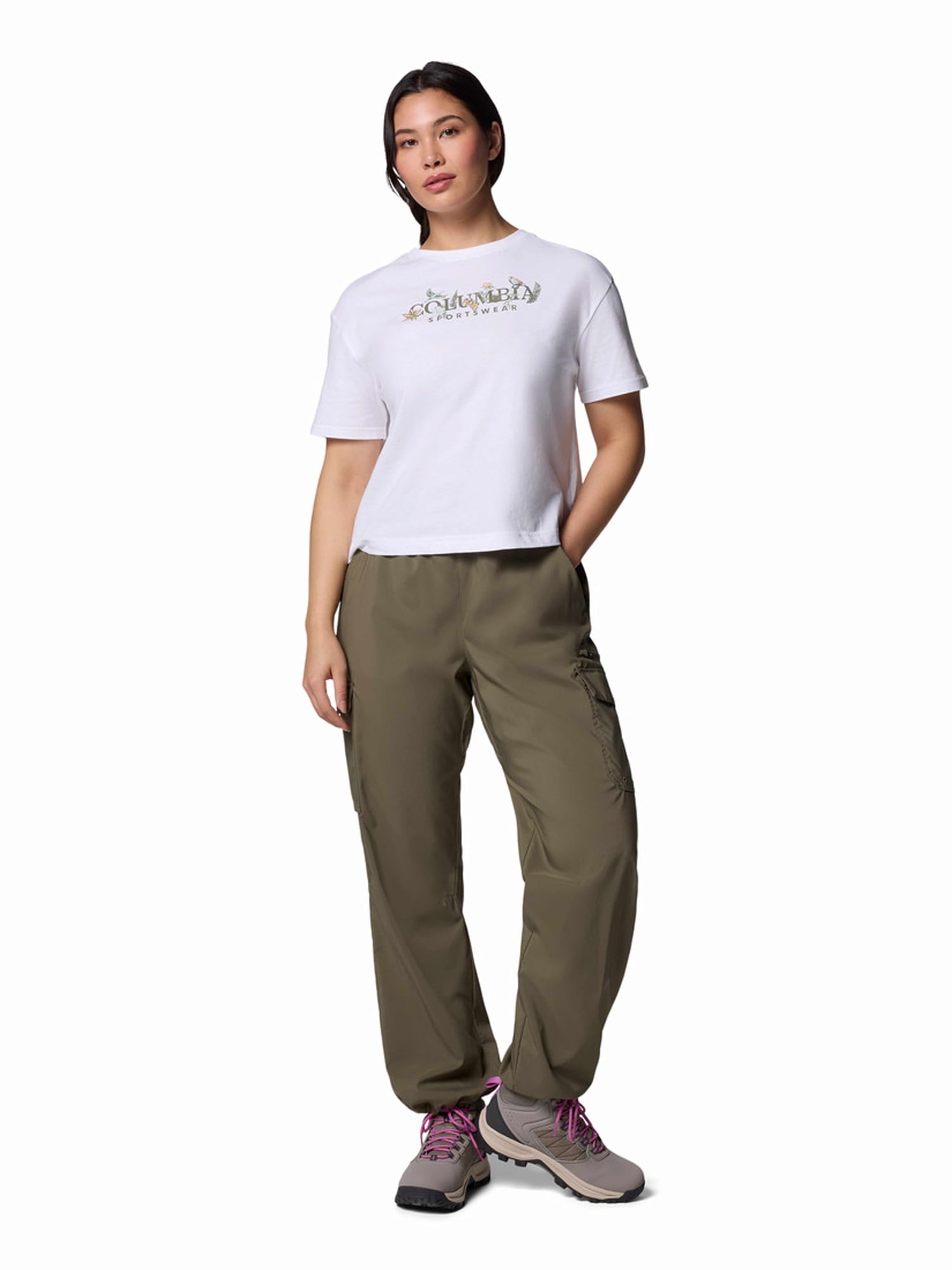 COLUMBIA Тениска Rolling Bend Graphic Relaxed Crop SS