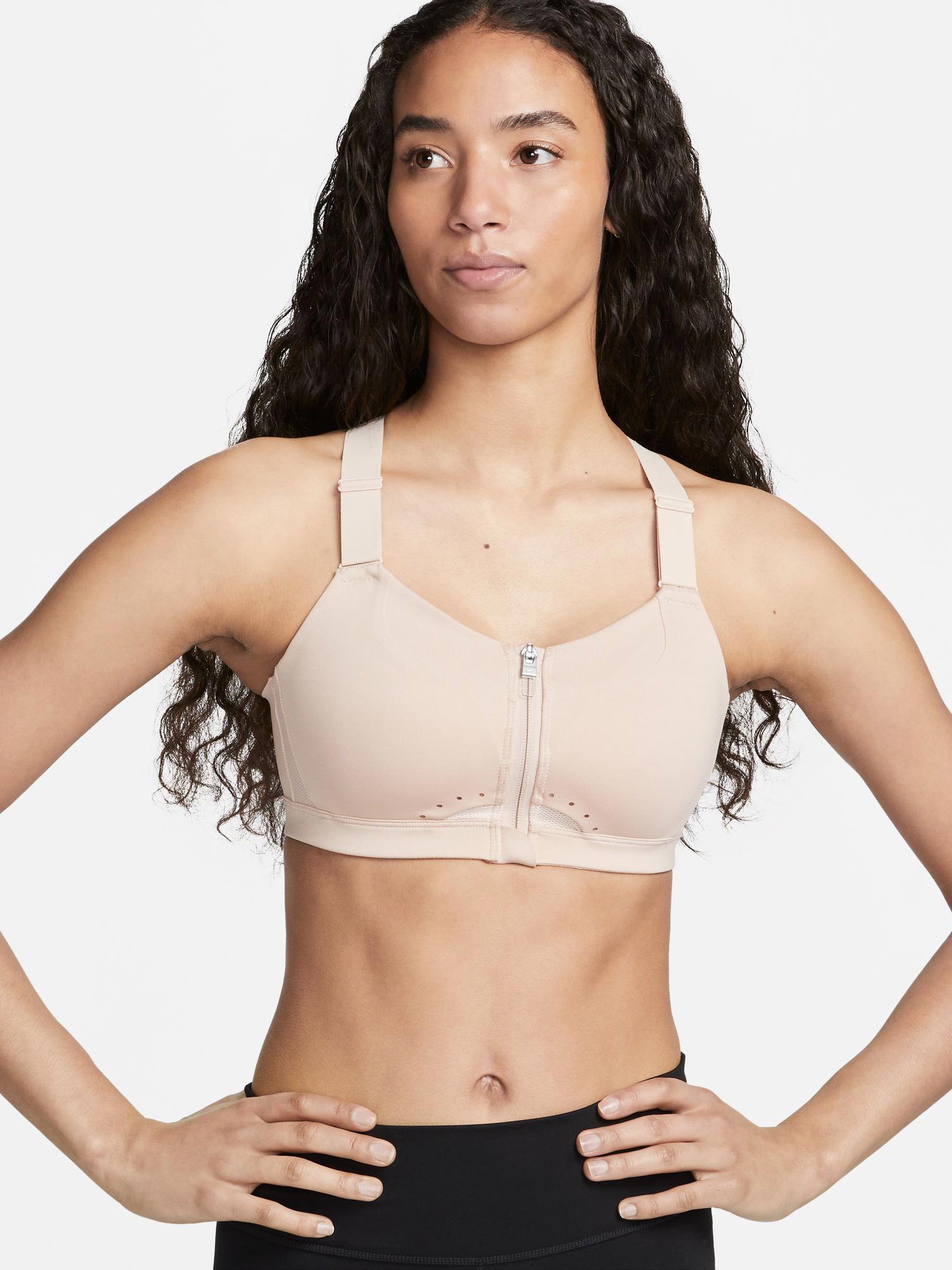 NIKE Спортен сутиен W DF ALPHA ZIP-FRONT