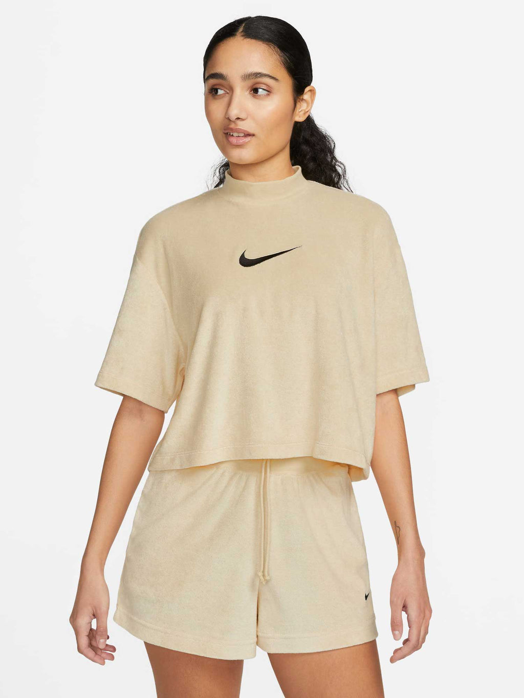 NIKE Тениска W NSW MOCK SS TRRY MS