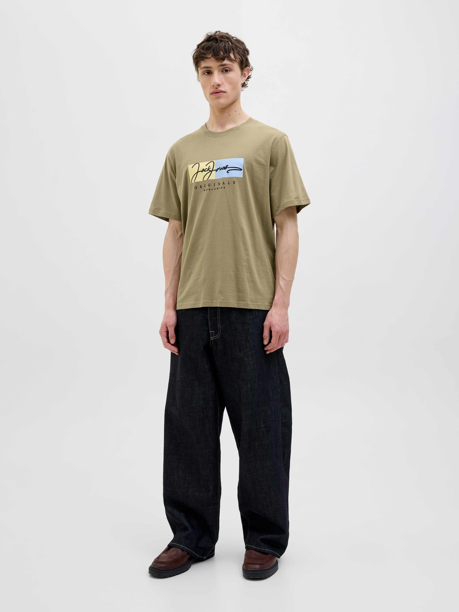JACK & JONES Тениска JORFREDERIKSBERG BOX SCRIPT TEE SS CN LN
