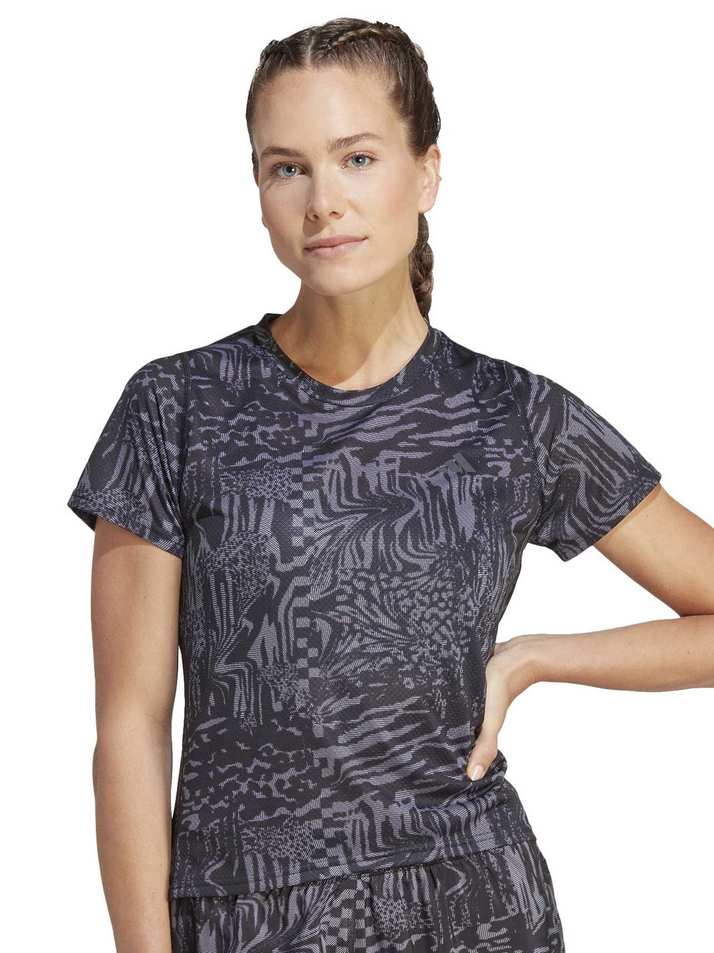 ADIDAS PERFORMANCE Тениска Run Icons 3 Bar Logo Allover Print Running