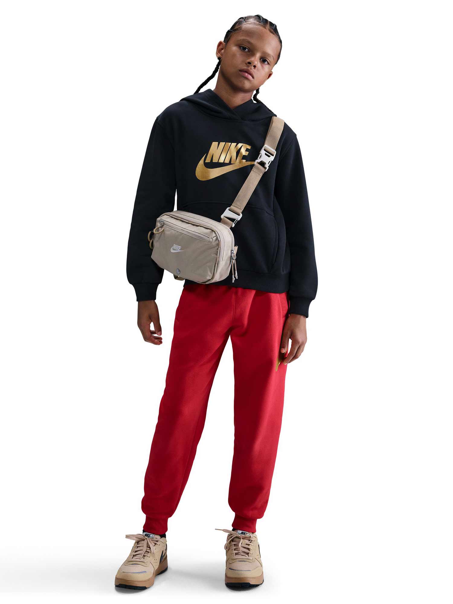 NIKE Суитшърт K NSW CLUB FLC HDY GOLD SATN